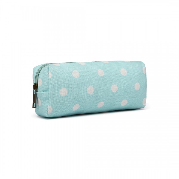 PC-D - Miss Lulu Canvas Pencil Case  Polka Dot Blue